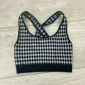 Black & White Checkered Sports Bra - Size S